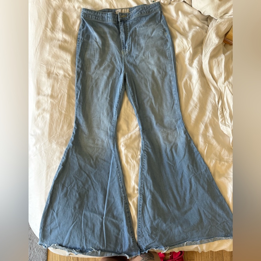 Free People- Just Float On light denim ultra-flare jeans